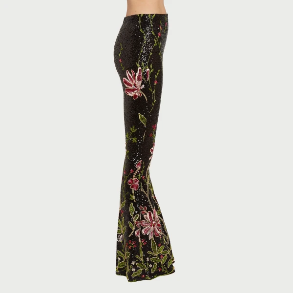 Giambattista Valli Black Flower Screen Flared Pants - Giambattista Valli Pants - Romantic Couture - Shop at Coveti
