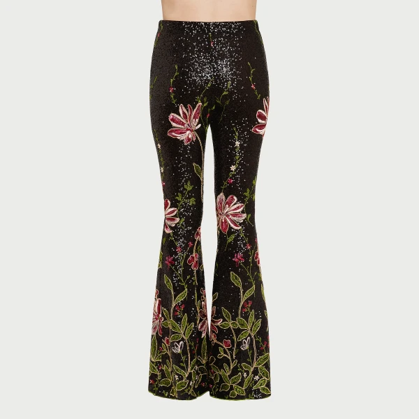 Giambattista Valli Black Flower Screen Flared Pants - Giambattista Valli Pants - Romantic Couture - Shop at Coveti