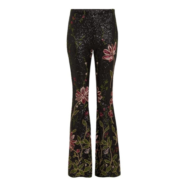 Giambattista Valli Black Flower Screen Flared Pants - Giambattista Valli Pants - Romantic Couture - Shop at Coveti