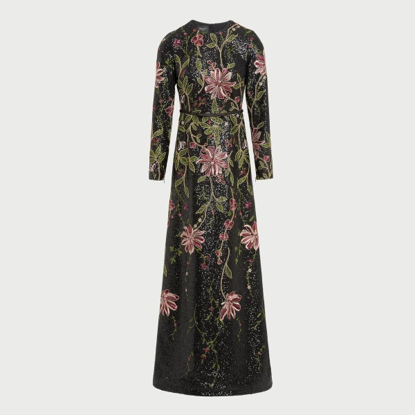 Giambattista Valli Black Flower Screen Long Dress - Giambattista Valli Dresses - Romantic Couture - Shop at Coveti