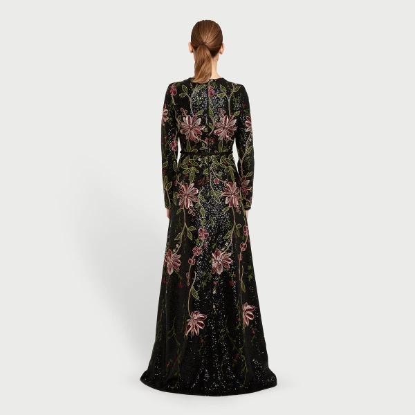 Giambattista Valli Black Flower Screen Long Dress - Giambattista Valli Dresses - Romantic Couture - Shop at Coveti