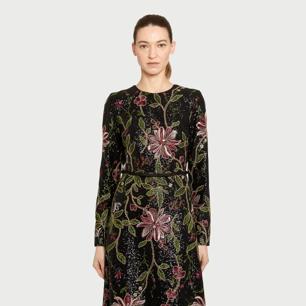 Giambattista Valli Black Flower Screen Long Dress - Giambattista Valli Dresses - Romantic Couture - Shop at Coveti