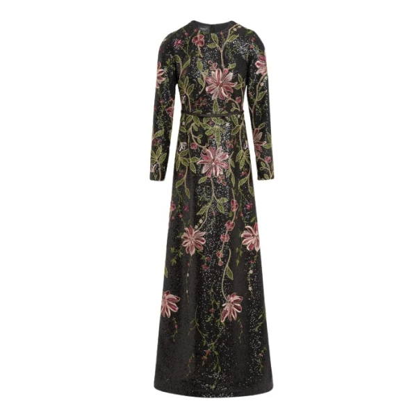 Giambattista Valli Black Flower Screen Long Dress - Giambattista Valli Dresses - Romantic Couture - Shop at Coveti