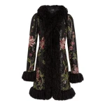 Giambattista Valli Black Flower Screen Mid-Length Coat - Giambattista Valli Coats - Romantic Couture - Shop at Coveti
