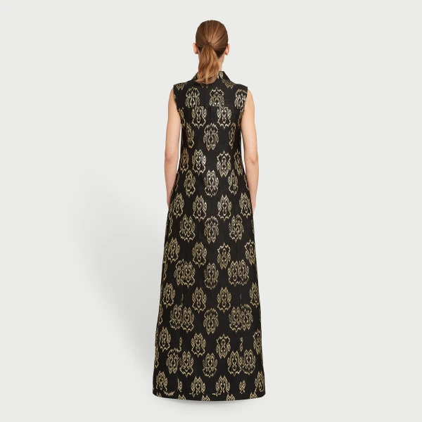 Giambattista Valli Black Ikat Jacquard Long Sleeveless Vest - Giambattista Valli Fall Winter 25/26 - Romantic Couture - Shop at Coveti