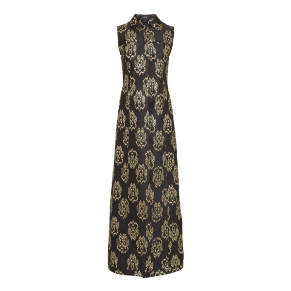 Giambattista Valli Black Ikat Jacquard Long Sleeveless Vest - Giambattista Valli Fall Winter 25/26 - Romantic Couture - Shop at Coveti