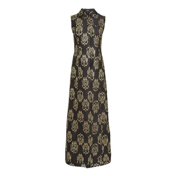 Giambattista Valli Black Ikat Jacquard Long Sleeveless Vest - Giambattista Valli Fall Winter 25/26 - Romantic Couture - Shop at Coveti