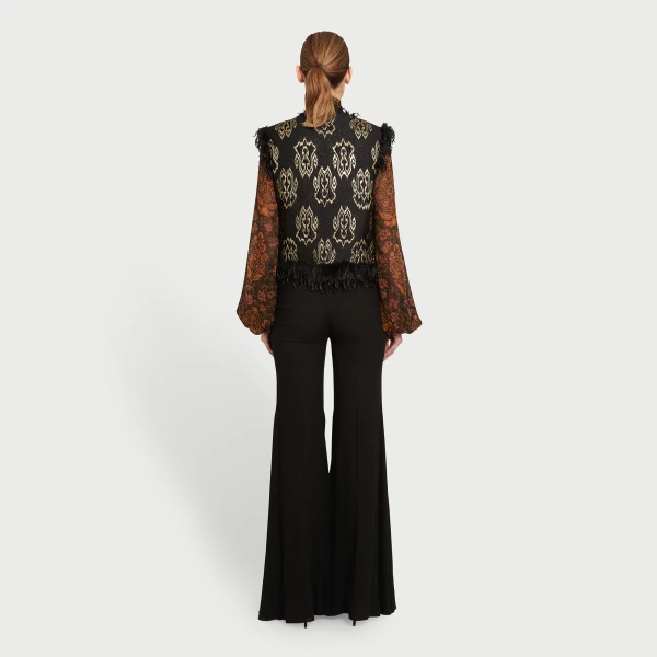 Giambattista Valli Black Ikat Jacquard Waistcoat - Giambattista Valli Coats - Romantic Couture - Shop at Coveti