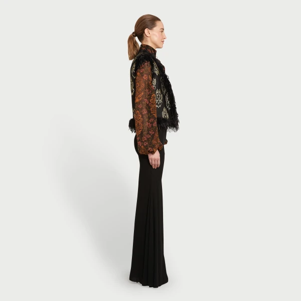 Giambattista Valli Black Ikat Jacquard Waistcoat - Giambattista Valli Coats - Romantic Couture - Shop at Coveti