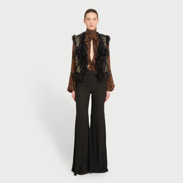 Giambattista Valli Black Ikat Jacquard Waistcoat - Giambattista Valli Coats - Romantic Couture - Shop at Coveti