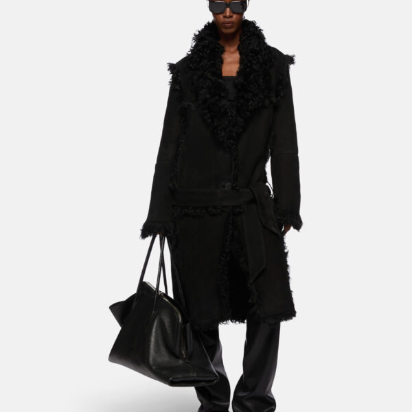 The Attico Black Long Coat - The Attico Coats - Designed by Gilda Ambrosio & Giorgia Tordini - Shop at Coveti