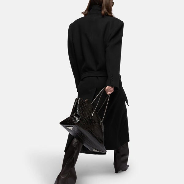 The Attico Black Long Coat - The Attico Coats - Designed by Gilda Ambrosio & Giorgia Tordini - Shop at Coveti