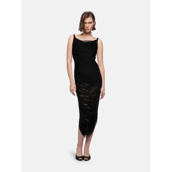 The Attico Black Midi Dress, view 2