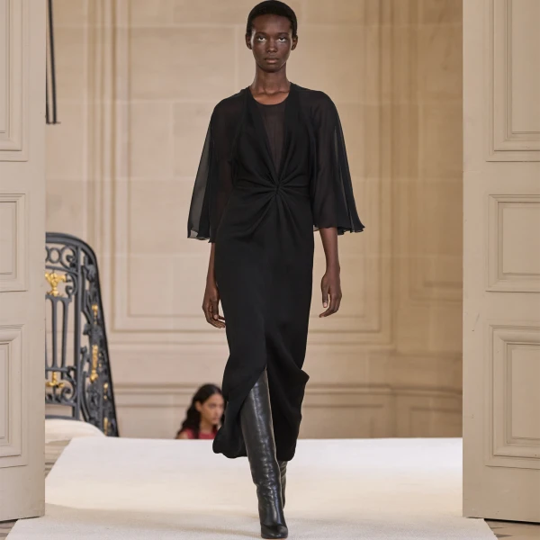 Giambattista Valli Black Midi Dress With Veiled Sleeves - Giambattista Valli Dresses - Romantic Couture - Shop at Coveti