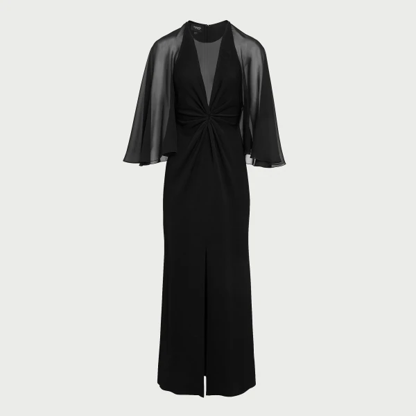 Giambattista Valli Black Midi Dress With Veiled Sleeves - Giambattista Valli Dresses - Romantic Couture - Shop at Coveti