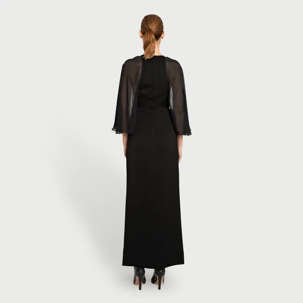 Giambattista Valli Black Midi Dress With Veiled Sleeves - Giambattista Valli Dresses - Romantic Couture - Shop at Coveti