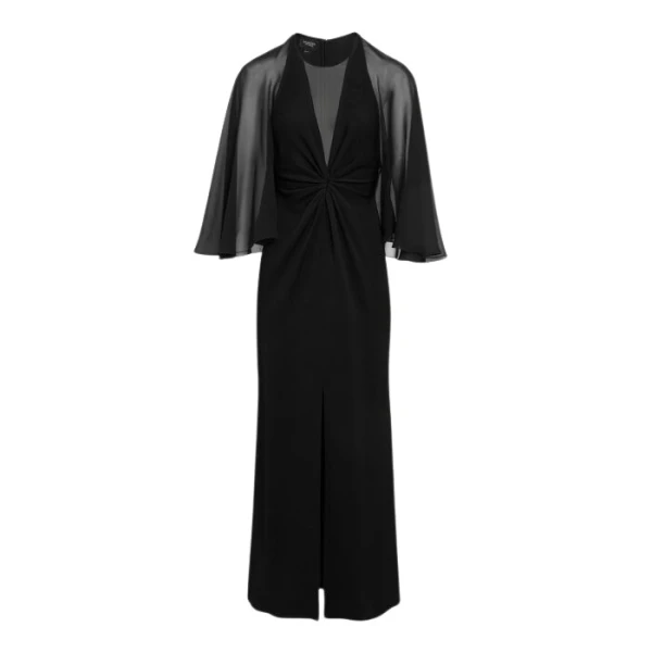 Giambattista Valli Black Midi Dress With Veiled Sleeves - Giambattista Valli Dresses - Romantic Couture - Shop at Coveti