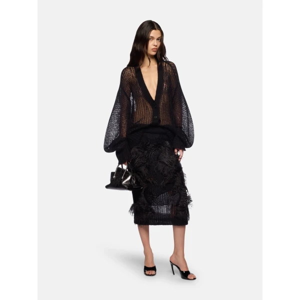 The Attico Black Midi Skirt, view 2