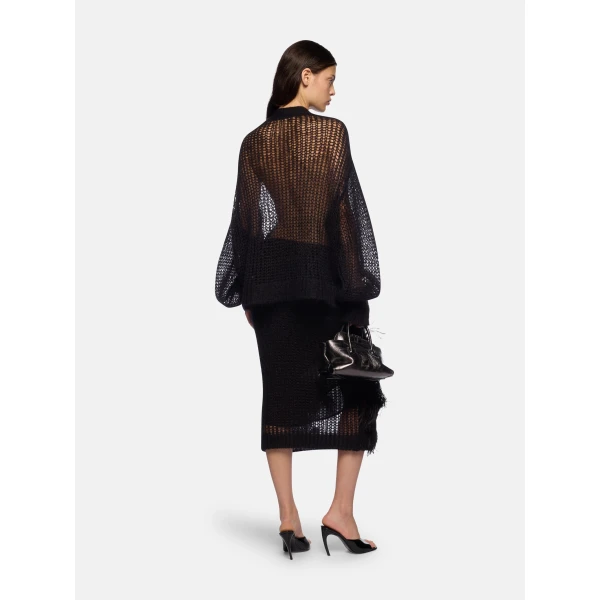 The Attico Black Midi Skirt, view 3