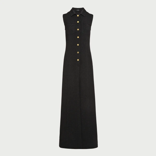 Giambattista Valli Black Satin Long Sleeveless Vest - Giambattista Valli Fall Winter 25/26 - Romantic Couture - Shop at Coveti
