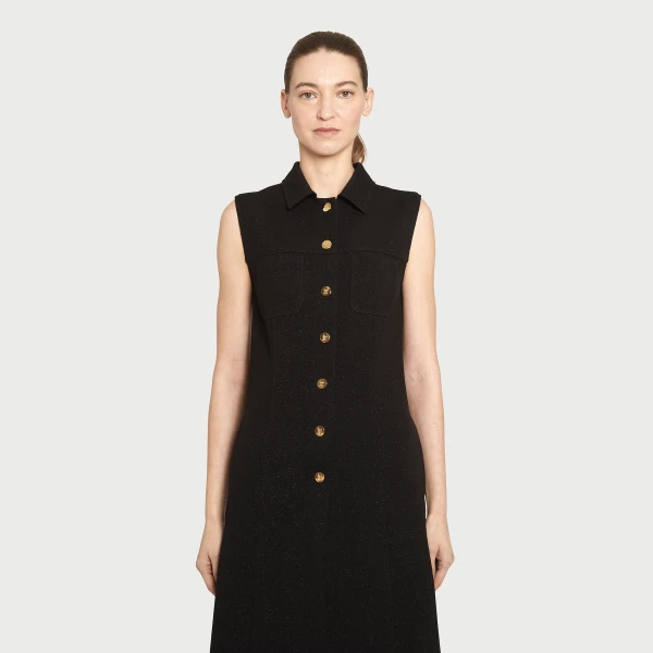 Giambattista Valli Black Satin Long Sleeveless Vest - Giambattista Valli Fall Winter 25/26 - Romantic Couture - Shop at Coveti