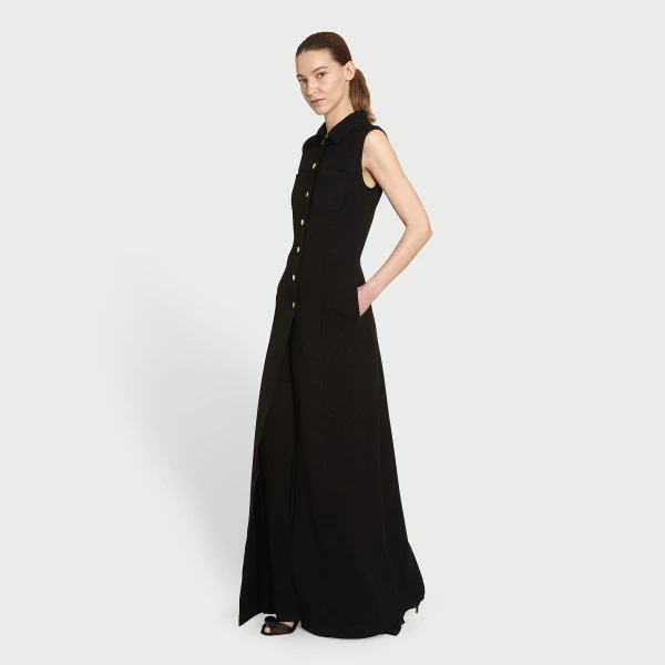 Giambattista Valli Black Satin Long Sleeveless Vest - Giambattista Valli Fall Winter 25/26 - Romantic Couture - Shop at Coveti