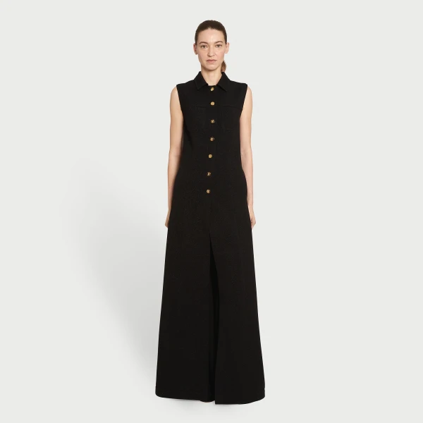 Giambattista Valli Black Satin Long Sleeveless Vest - Giambattista Valli Fall Winter 25/26 - Romantic Couture - Shop at Coveti