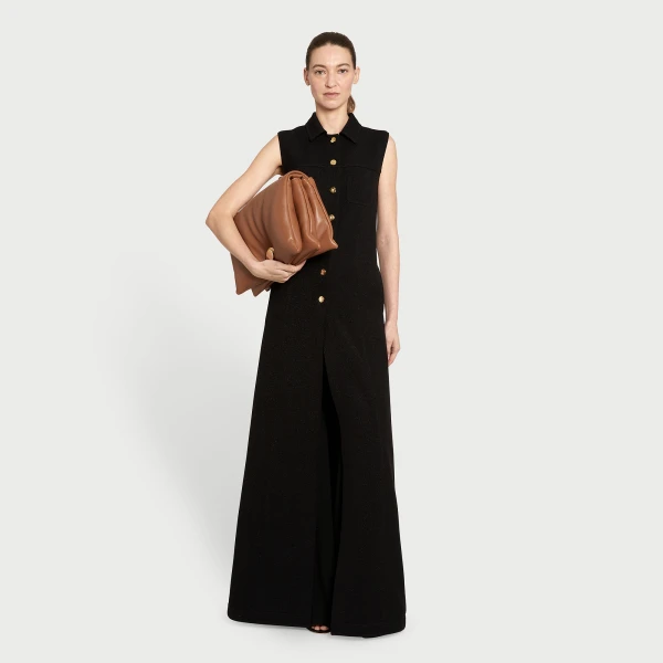 Giambattista Valli Black Satin Long Sleeveless Vest - Giambattista Valli Fall Winter 25/26 - Romantic Couture - Shop at Coveti