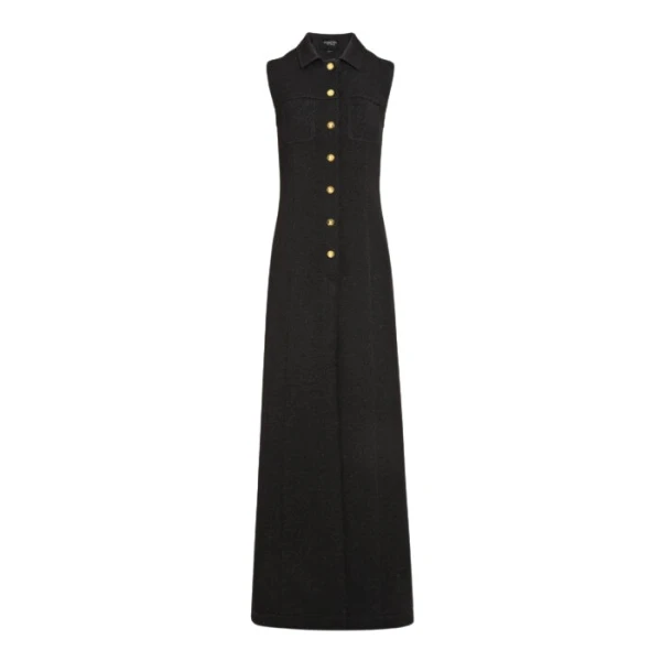 Giambattista Valli Black Satin Long Sleeveless Vest - Giambattista Valli Fall Winter 25/26 - Romantic Couture - Shop at Coveti