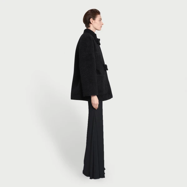 Giambattista Valli Black Wool Coat With Bows - Giambattista Valli Coats - Romantic Couture - Shop at Coveti