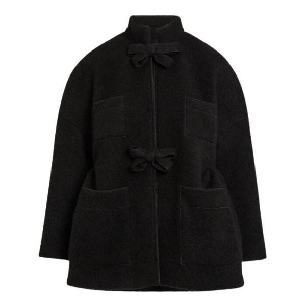 Giambattista Valli Black Wool Coat With Bows - Giambattista Valli Coats - Romantic Couture - Shop at Coveti
