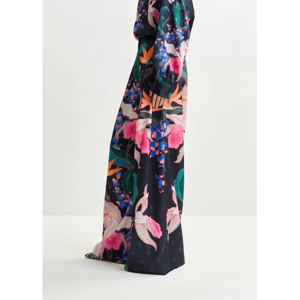 Essentiel Antwerp Black and mulitcolor printed wide-leg pants, view 4