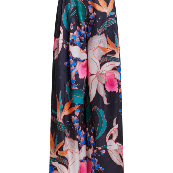Essentiel Antwerp Black and mulitcolor printed wide-leg pants - Essentiel Antwerp Pants - Colorful Belgian Design - Shop at Coveti