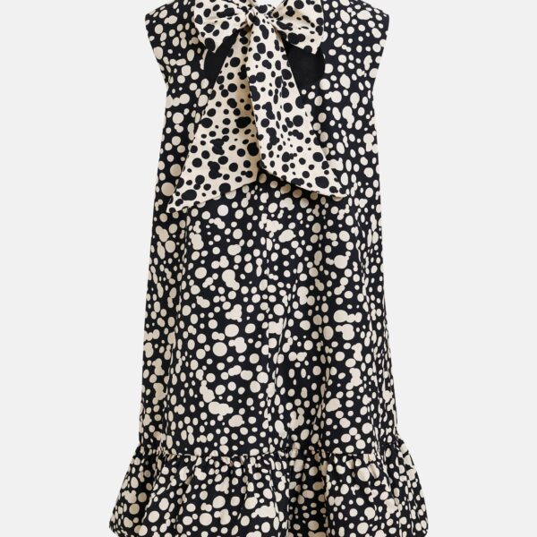 Essentiel Antwerp Black and white ruffled mini dress with open-back and bow detail - Essentiel Antwerp Dresses - Colorful Belgian Design - Shop at Coveti