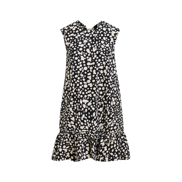 Essentiel Antwerp Black and white ruffled mini dress with open-back and bow detail - Essentiel Antwerp Dresses - Colorful Belgian Design - Shop at Coveti
