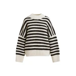 Essentiel Antwerp Black and white striped alpaca wool-blend ribbed-knit sweater - Essentiel Antwerp Knitwear - Colorful Belgian Design - Shop at Coveti