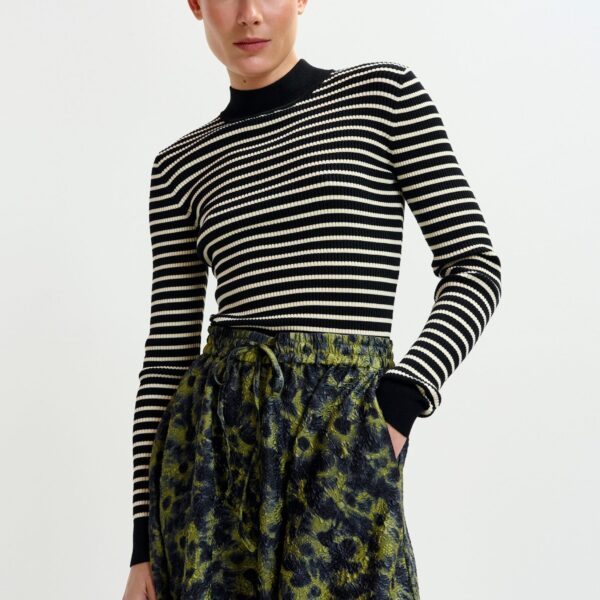 Essentiel Antwerp Black and white striped sweater - Essentiel Antwerp Knitwear - Colorful Belgian Design - Shop at Coveti
