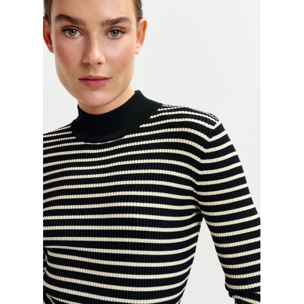 Essentiel Antwerp Black and white striped sweater, view 3