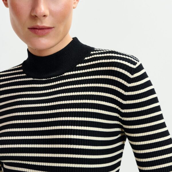 Essentiel Antwerp Black and white striped sweater - Essentiel Antwerp Knitwear - Colorful Belgian Design - Shop at Coveti