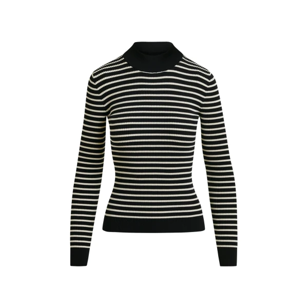 Essentiel Antwerp Black and white striped sweater - Essentiel Antwerp Knitwear - Colorful Belgian Design - Shop at Coveti