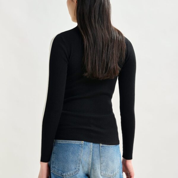 Essentiel Antwerp Black and white two-tone wool-blend turtleneck sweater - Essentiel Antwerp Knitwear - Colorful Belgian Design - Shop at Coveti