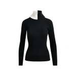 Essentiel Antwerp Black and white two-tone wool-blend turtleneck sweater - Essentiel Antwerp Knitwear - Colorful Belgian Design - Shop at Coveti