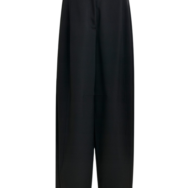 Essentiel Antwerp Black barrel-leg pants with twisted side seams - Essentiel Antwerp Pants - Colorful Belgian Design - Shop at Coveti