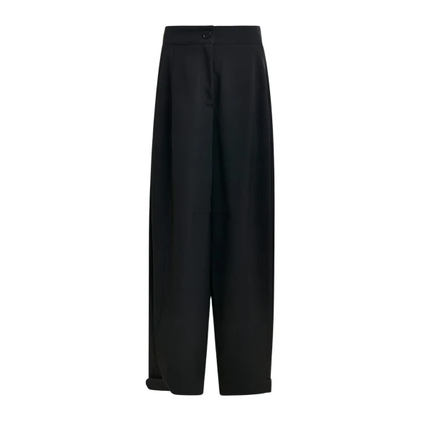 Essentiel Antwerp Black barrel-leg pants with twisted side seams - Essentiel Antwerp Pants - Colorful Belgian Design - Shop at Coveti