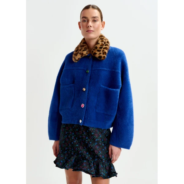 Essentiel Antwerp Black, blue and red floral ruffled mini skirt, view 4