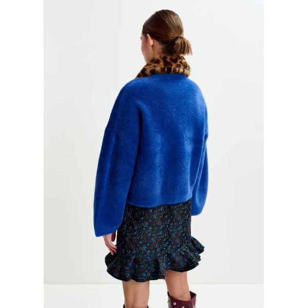 Essentiel Antwerp Black, blue and red floral ruffled mini skirt, view 5
