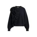 Essentiel Antwerp Black cotton-blend sweatshirt with ruffle details - Essentiel Antwerp Shirts - Colorful Belgian Design - Shop at Coveti
