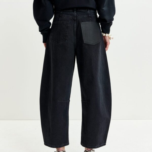 Essentiel Antwerp Black cotton cropped barrel-leg jeans - Essentiel Antwerp Pants - Colorful Belgian Design - Shop at Coveti