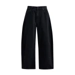 Essentiel Antwerp Black cotton cropped barrel-leg jeans - Essentiel Antwerp Pants - Colorful Belgian Design - Shop at Coveti