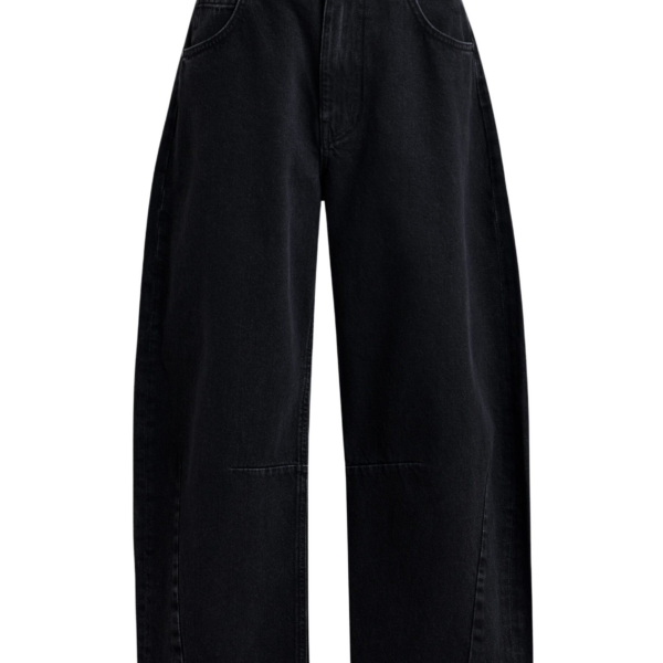 Essentiel Antwerp Black cotton cropped barrel-leg jeans - Essentiel Antwerp Pants - Colorful Belgian Design - Shop at Coveti